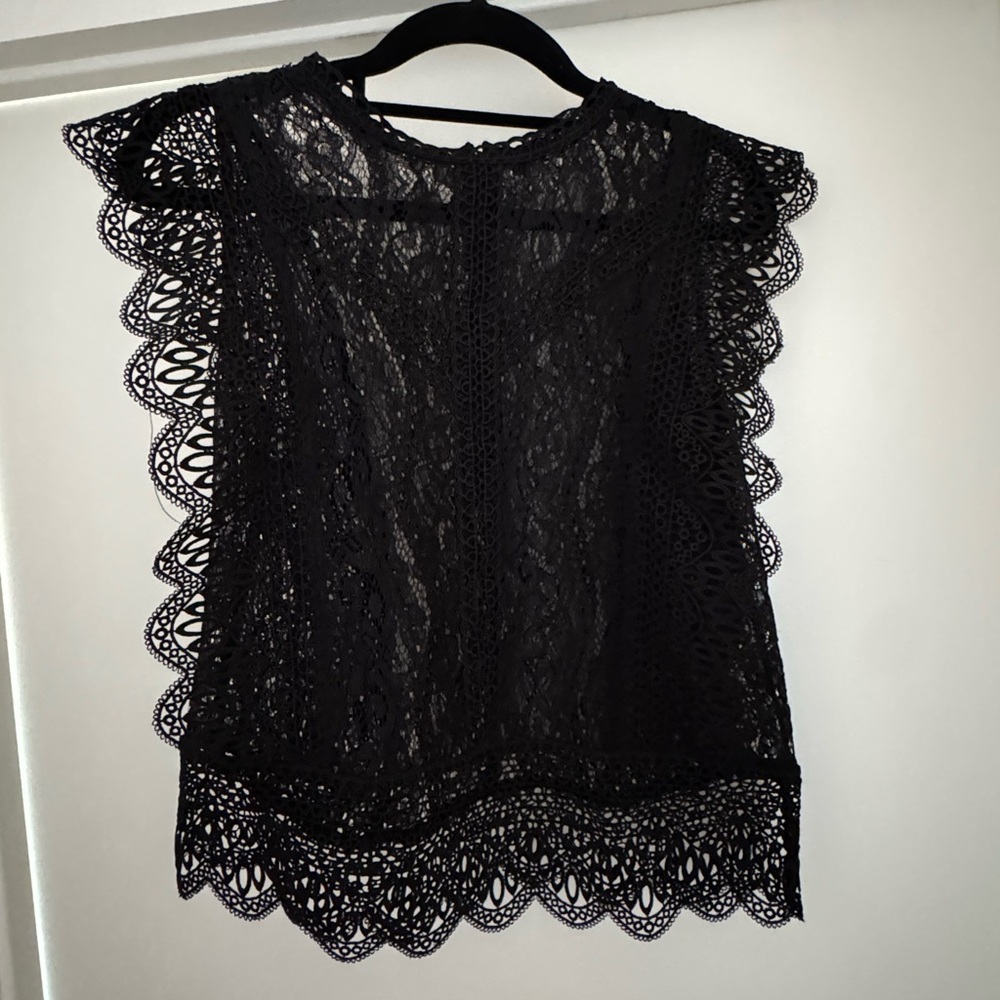 Zara Black Lace Sleeveless Blouse
